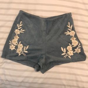 She + Sky soft suede embroidered shorts